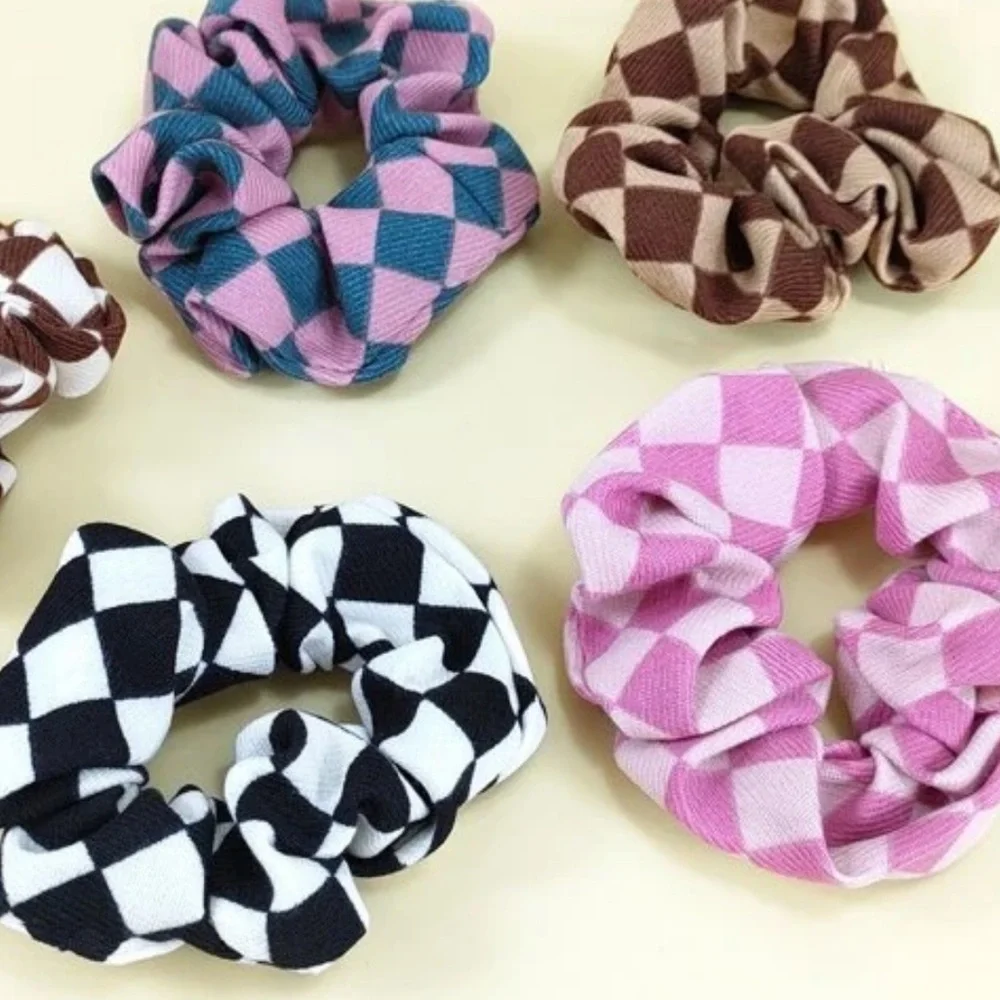 Blue and Pink Nadia Checkered Scrunchie